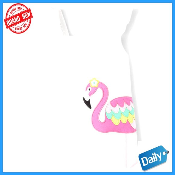 Girls Toddler Flamingo Embroidered Ribbed Cotton Tank Top Vacation